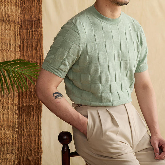 T-Shirt aus Baumwollmischung mit 3D-Strickstruktur