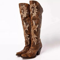 Retro-Muster Stiefel mit hohem, dickem Absatz im modernen Stil