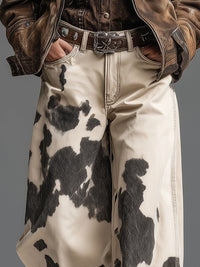 Retro- und modische Westernhose mit Kuhmuster im modernen Stil