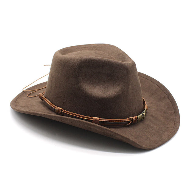 Wildleder Westernhut mit umgeschlagenem Rand im modernen Stil