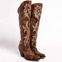 Retro-Muster Stiefel mit hohem, dickem Absatz im modernen Stil
