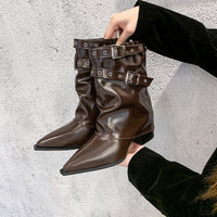 Spitze Zehen Chunky-Heel Retro Martin Stiefel im modernen Stil
