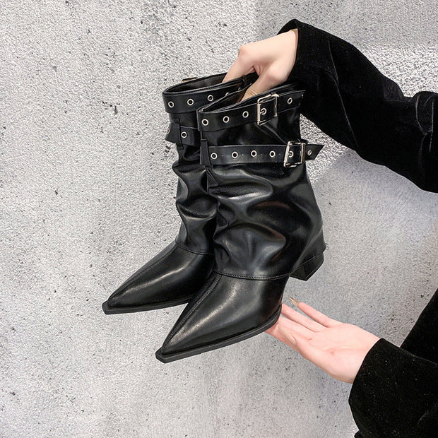 Spitze Zehen Chunky-Heel Retro Martin Stiefel im modernen Stil