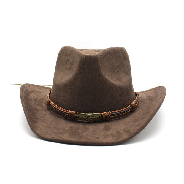 Wildleder Westernhut mit umgeschlagenem Rand im modernen Stil