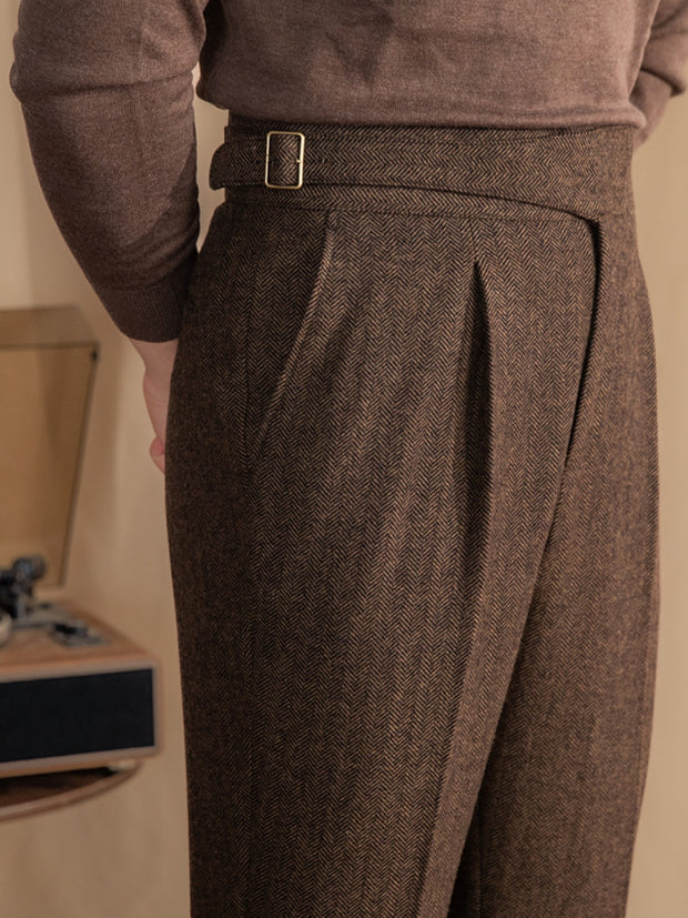 Hose aus Wollmischung mit Gurkha-Bund und Bundfalten