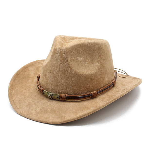 Wildleder Westernhut mit umgeschlagenem Rand im modernen Stil