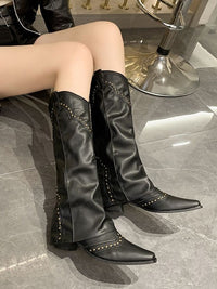 Damenstiefel mit Nieten, hohe Stiefel im modernen Stil