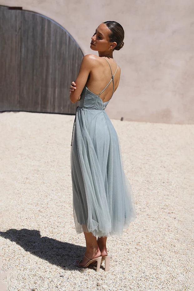 Diana Kleid in Midi-Länge - Salbeigrün