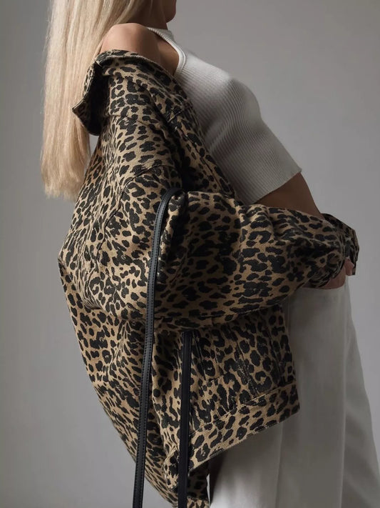 Jeansjacke mit Leopardenmuster - Elarine