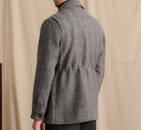 Jacke aus Wolle mit Fischgrätmuster und sportiver Optik