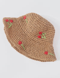 Gehäkelter Blumen-Bucket-Hut im modernen Stil
