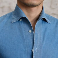 Hemd aus Baumwolle und Denim mit langen Ärmeln