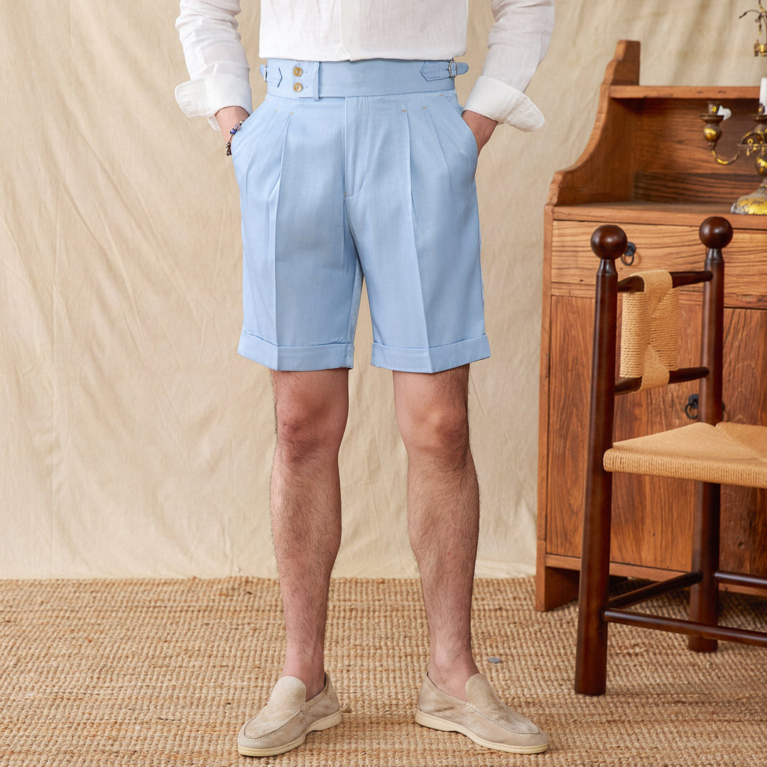 Bermudas aus Baumwollmischung mit Bundfalten