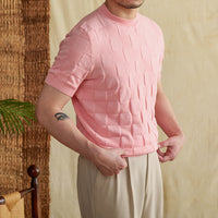 T-Shirt aus Baumwollmischung mit 3D-Strickstruktur