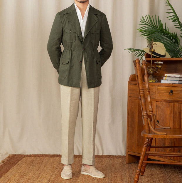 Jacke aus Leinen mit Safari-Details