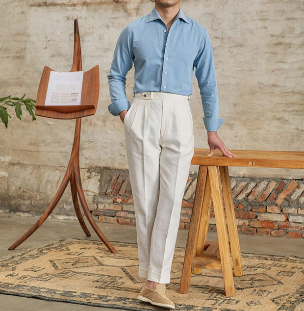 Hemd aus Baumwolle und Denim mit langen Ärmeln