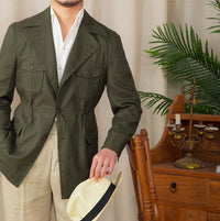 Jacke aus Leinen mit Safari-Details