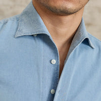 Hemd aus Baumwolle und Denim mit langen Ärmeln