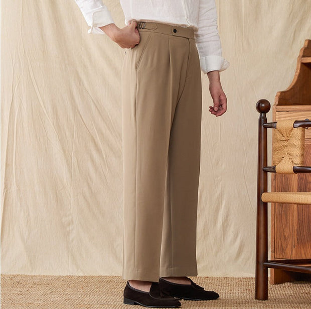 Hose aus Baumwollmischung mit geradem Schnitt und Bundfalten
