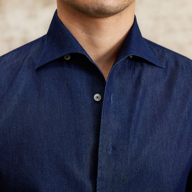 Hemd aus Baumwolle und Denim mit langen Ärmeln