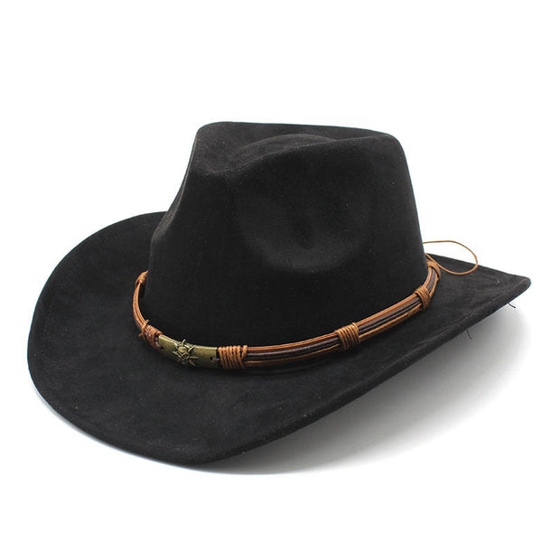 Wildleder Westernhut mit umgeschlagenem Rand im modernen Stil