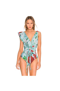 Bikini-Set im französischen Stil mit Spitzenbesatz und Bindebändern im modernen Stil