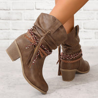 Vintage Western Cowboy Stiefeletten mit Quasten im modernen Stil