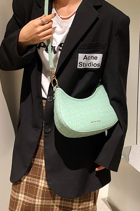 Schwarze Croc Mini Hobo Tasche im modernen Stil
