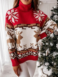 Pullover aus Strick mit gesticktem Rentier- und Schneeflockenmuster