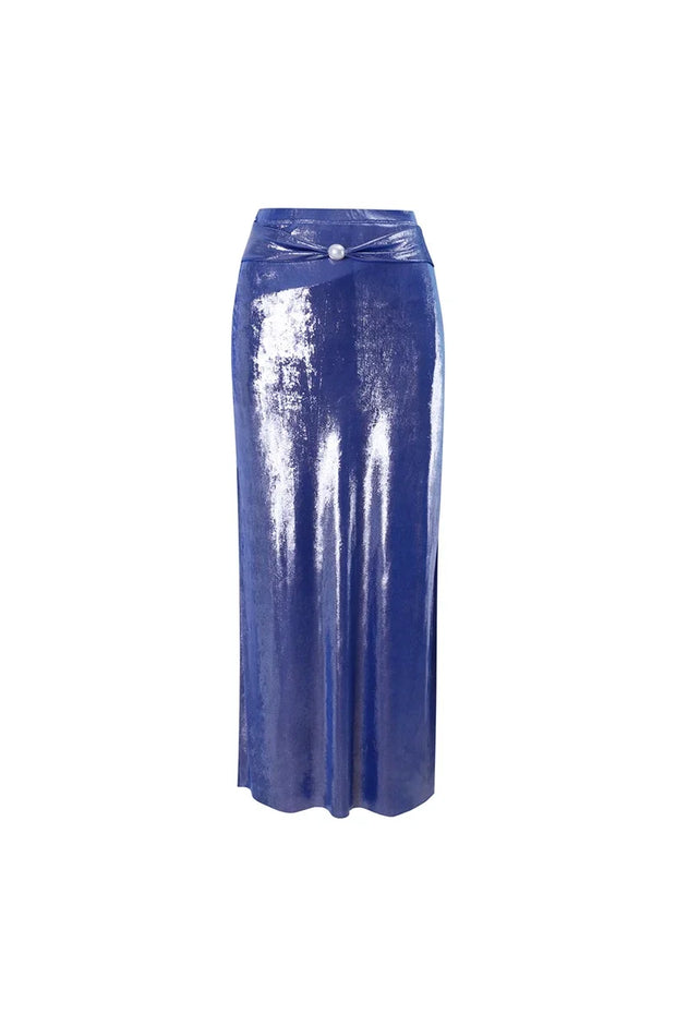 Glänzender Nebel Deep V Neck Neckholder Badeanzug mit Perlen im modernen Stil