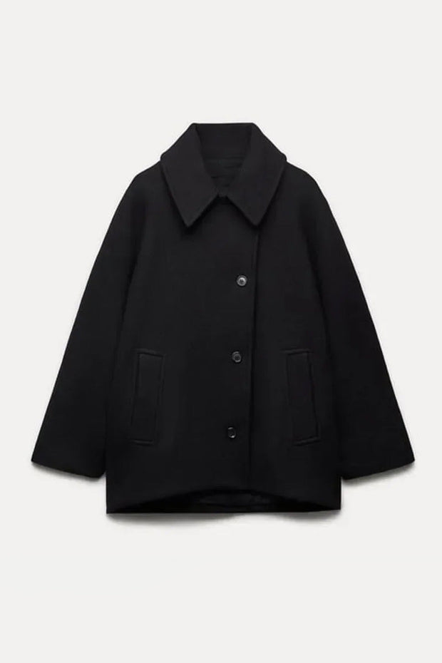 Leiser Luxus Asymmetrischer Cape-Mantel im modernen Stil