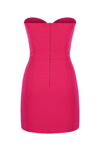Fuchsia Mini-Kleid mit Schleifen-Ausschnitt im modernen Stil