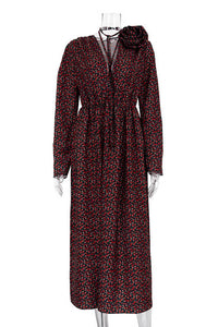 Bertha Blumen Midikleid mit V-Ausschnitt