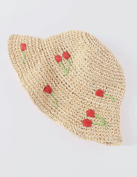 Gehäkelter Blumen-Bucket-Hut im modernen Stil