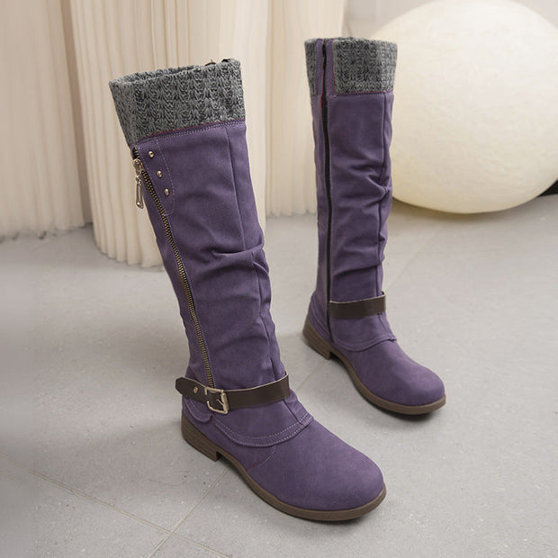 Lange Stiefel mit Reißverschluss und Wolldetails - Mireille