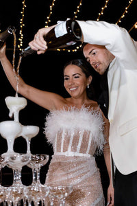 Pailletten-Feder-figurbetontes Kleid