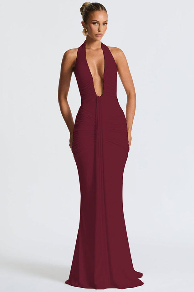 Neckholder Deep V Meerjungfrau Maxikleid