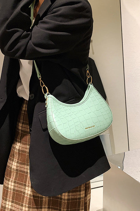 Schwarze Croc Mini Hobo Tasche im modernen Stil