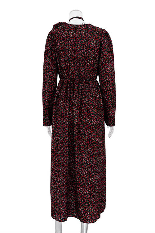 Bertha Blumen Midikleid mit V-Ausschnitt