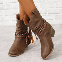 Vintage Western Cowboy Stiefeletten mit Quasten im modernen Stil