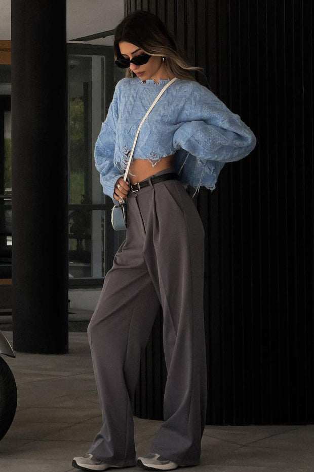 Verwaschener Mohair-Cropped-Pullover im modernen Stil