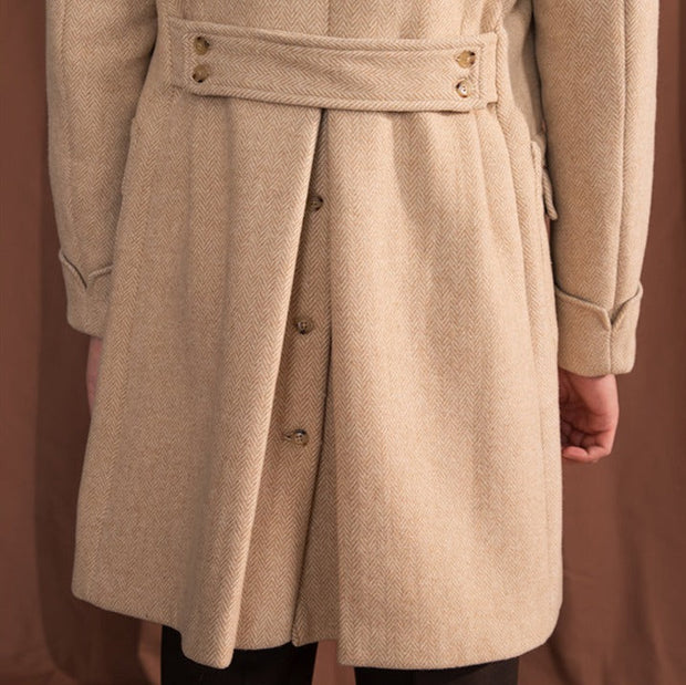 Polohemd aus Wollmischung mit Fischgrätmuster im Vintage-Stil
