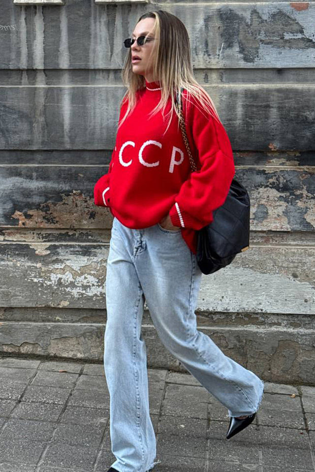 Klassischer CCCP Grafikpullover im modernen Stil