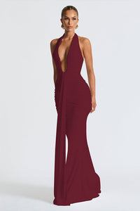 Neckholder Deep V Meerjungfrau Maxikleid