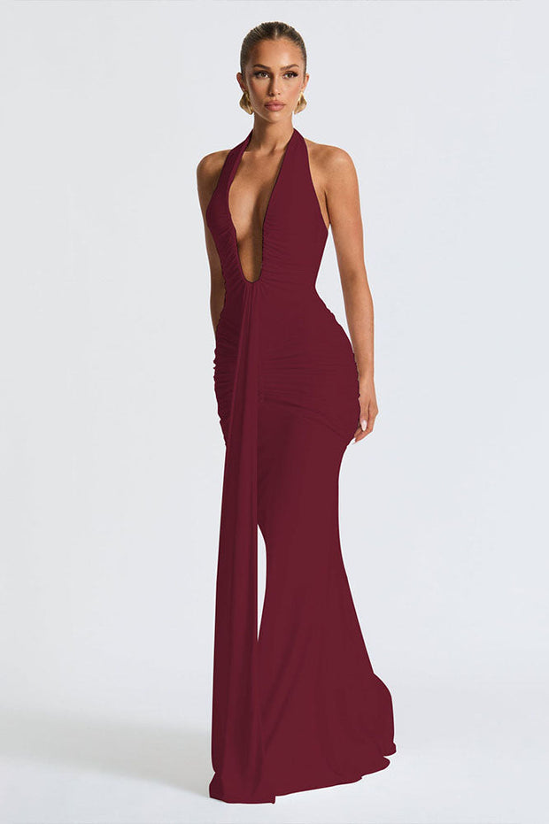Neckholder Deep V Meerjungfrau Maxikleid
