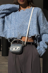 Verwaschener Mohair-Cropped-Pullover im modernen Stil