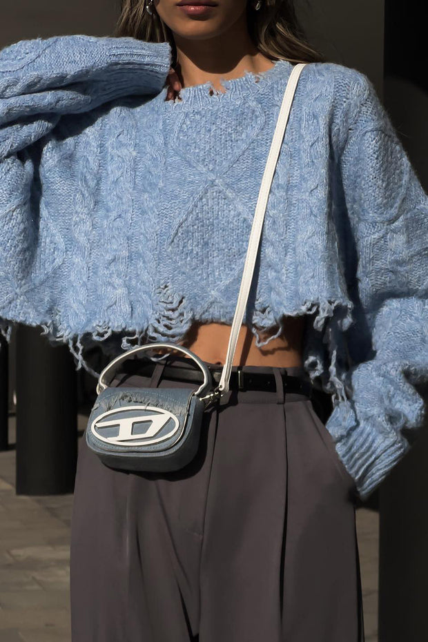 Verwaschener Mohair-Cropped-Pullover im modernen Stil