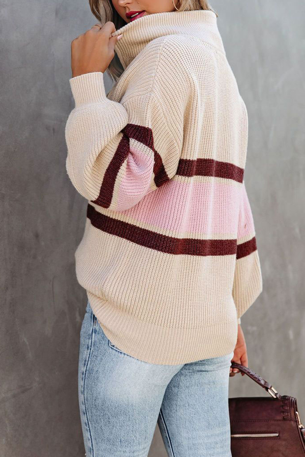 Lässige, solide Patchwork-Pullover mit Reißverschlusskragen (5 Farben) im modernen Stil