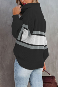 Lässige, solide Patchwork-Pullover mit Reißverschlusskragen (5 Farben) im modernen Stil