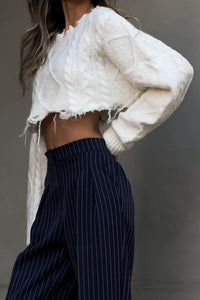 Verwaschener Mohair-Cropped-Pullover im modernen Stil